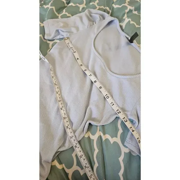 Alya Francesca’s Ribbed Puff Sleeve Scoop Neck Top Blue Size Small - Picture 6 of 9